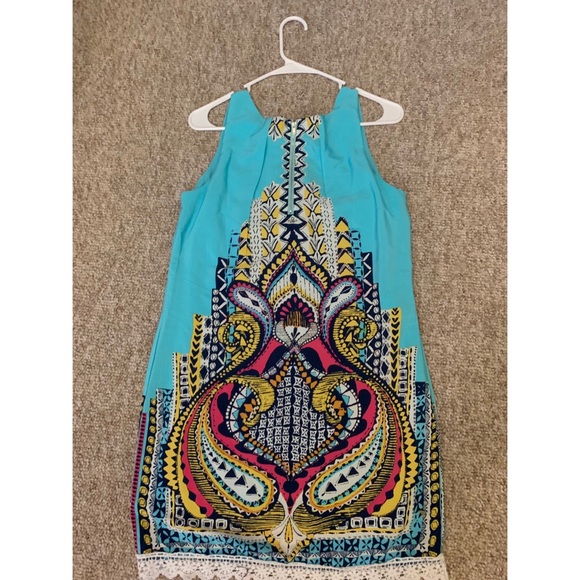 Pink owl multicolor shift dress - Picture 2 of 4